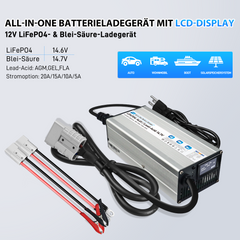 Bitwatt 12V All in One LiFePO4 & AGM Ladegerät, 5A–20A Einstellbar mit LCD Display