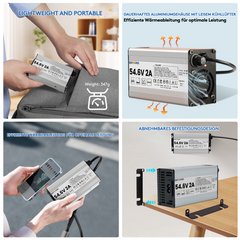 Bitwatt 54,6V 2A E-Bike Ladegerät – Ladegerät für 42V Lithium-Ionen Akku, Universal Elektrofahrrad & E-Scooter Schnellladegerät mit Schutzfunktionen