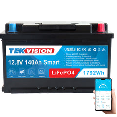 Tekvision LiFePo4 12V 140Ah Lithium Batterie Bluetooth