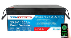 Tekvision LiFePO4 24V 100Ah Lithium Batterie Bluetooth Solarbatterie 0% MwSt.