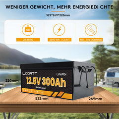 Tekvision LiFePo4 12V 300Ah Lithium Batterie Bluetooth Solarbatterie 19% MwSt