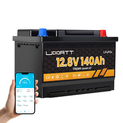 UBATT LiFePo4 12V 140Ah H7 Lithium Batterie Bluetooth Solarbatterie 19% MwSt