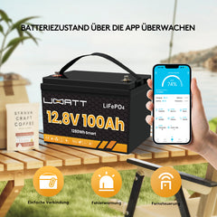 UBATT LiFePo4 12V100Ah Lithium Batterie Bluetooth Solarbatterie 19% MwSt