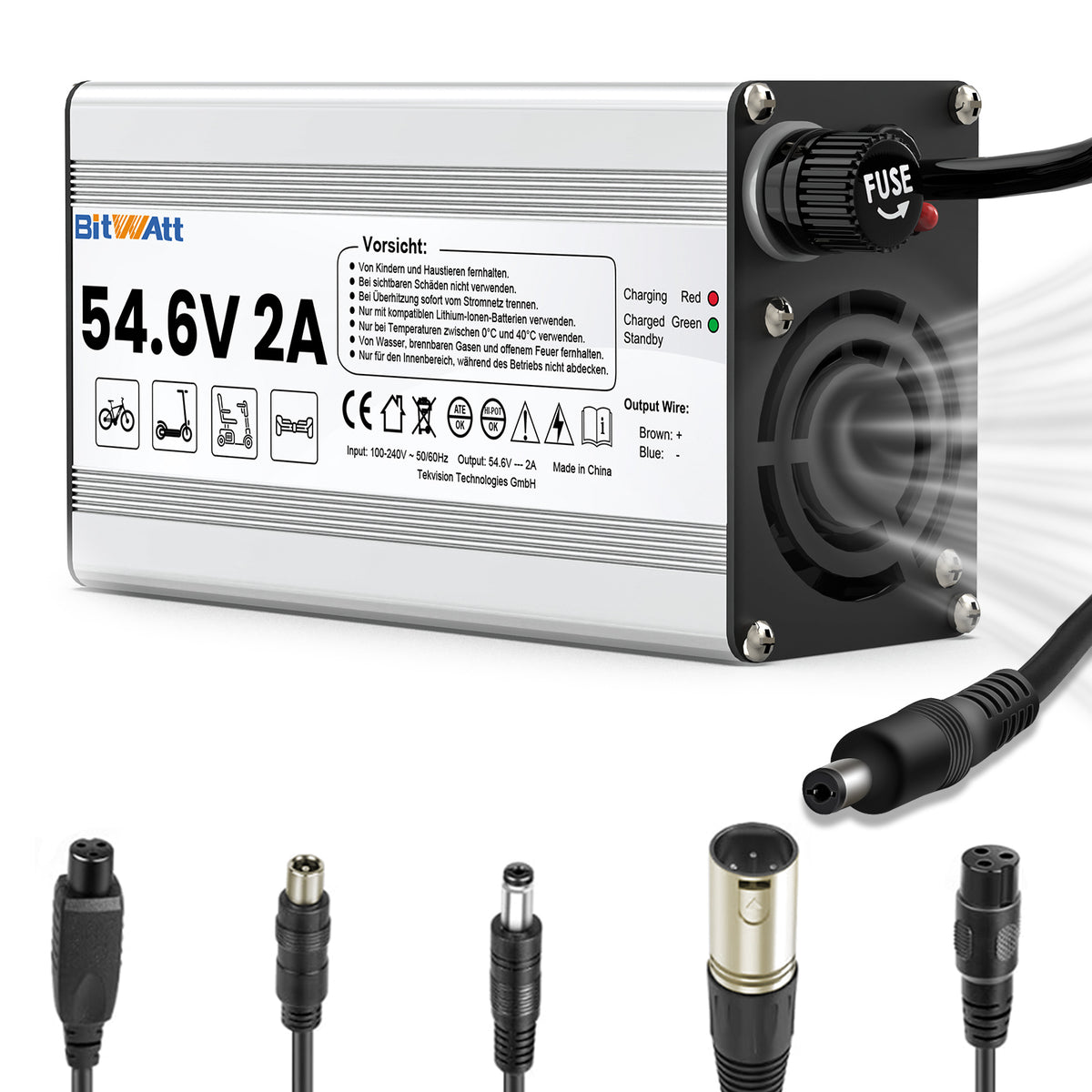 wieviel watt braucht ein e bike ladegerät Bitwatt 54,6V 2A E-Bike Ladegerät – Schnellladegerät für 42V Lithium-Ionen Akku – Tekvision Technologies GmbH