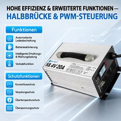 58.4 V 20 A LiFePO4 Ladegerät für 48 V (51.2 V) Lithium-Eisenphosphat-Batterien