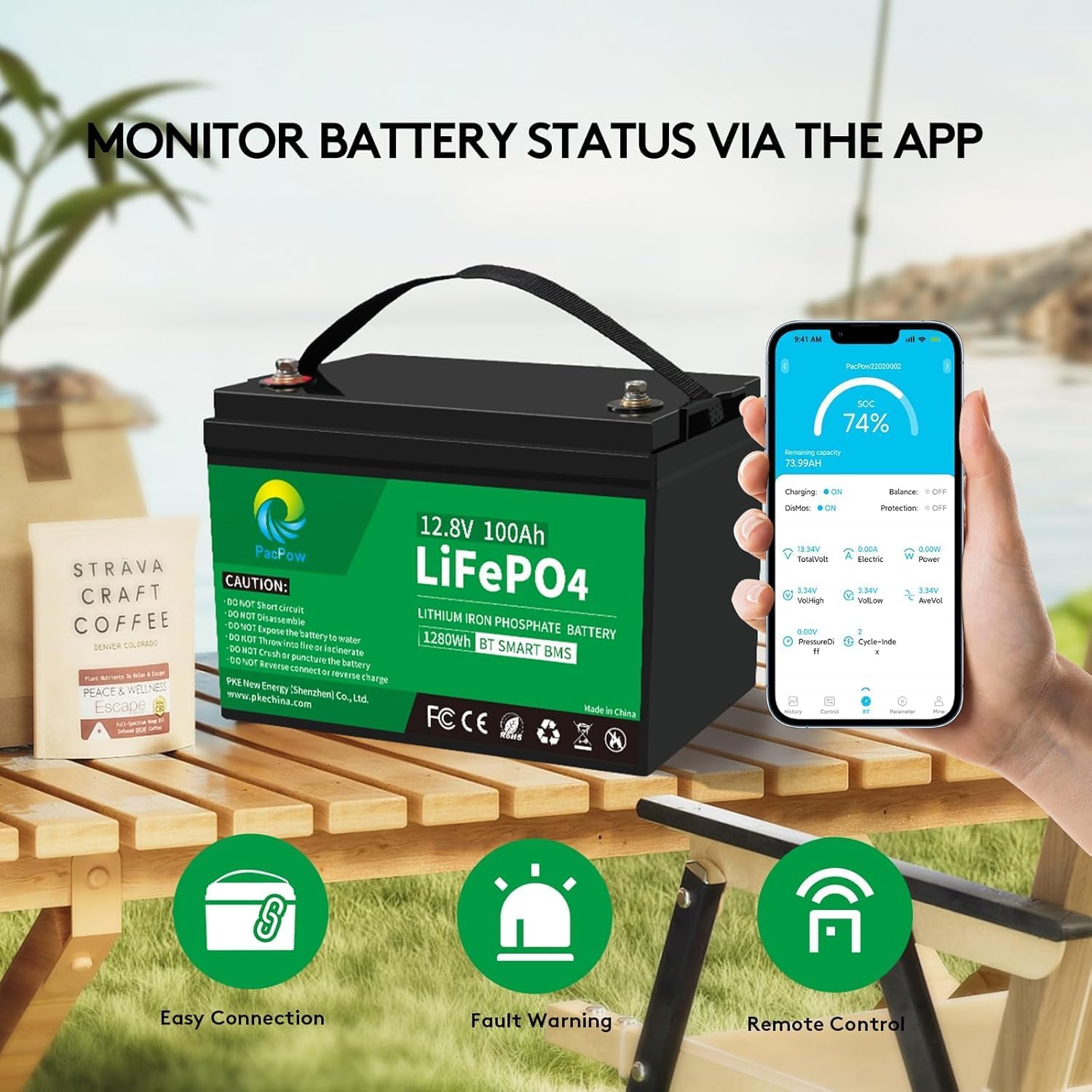 Pacpow LiFeP04 12V 100Ah Lithium Batterie BluetotohSolarbatterie 19% MwSt