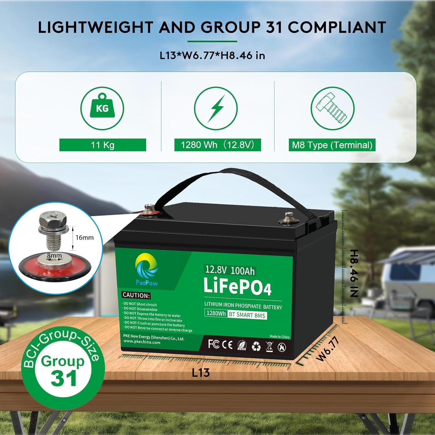 Pacpow LiFeP04 12V 100Ah Lithium Batterie BluetotohSolarbatterie 19% MwSt