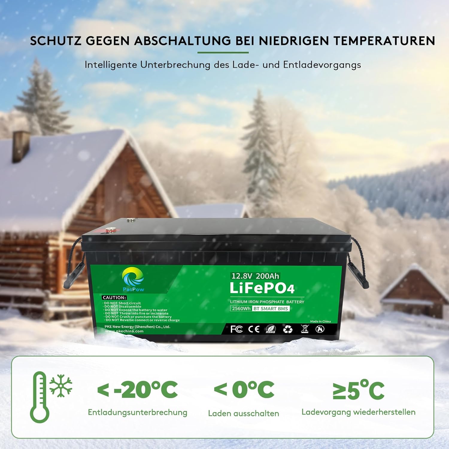 Pacpow LiFeP04 12V 200Ah Lithium Batterie BluetotohSolarbatterie 19% MwSt