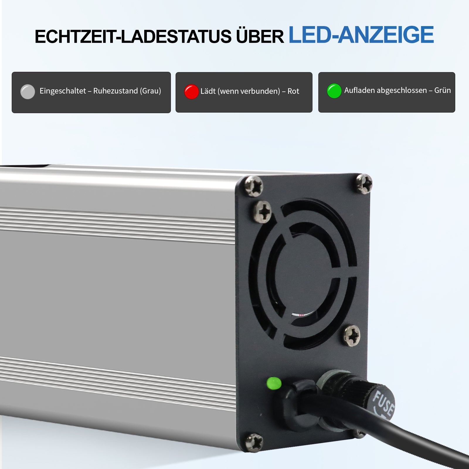 Bitwatt 42V 2A E-Bike Ladegerät – Schnellladegerät für 36V Lithium-Ionen Akku, Elektrofahrrad & E-Scooter Netzteil mit LED Anzeige