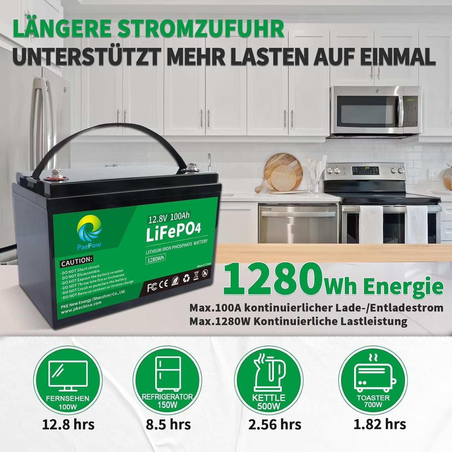 Pacpow LiFeP04 12V 100Ah Lithium Batterie BluetotohSolarbatterie 19% MwSt