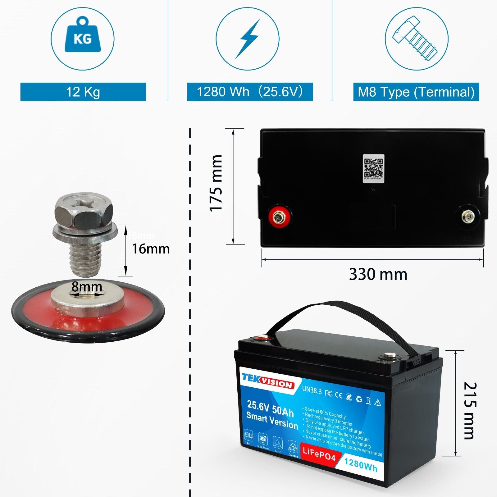 24V 50Ah Smart Lithium Batterie 0% MwSt.(0% MwSt. gem. § 12 Abs. 3 USt –  Tekvision Technologies GmbH