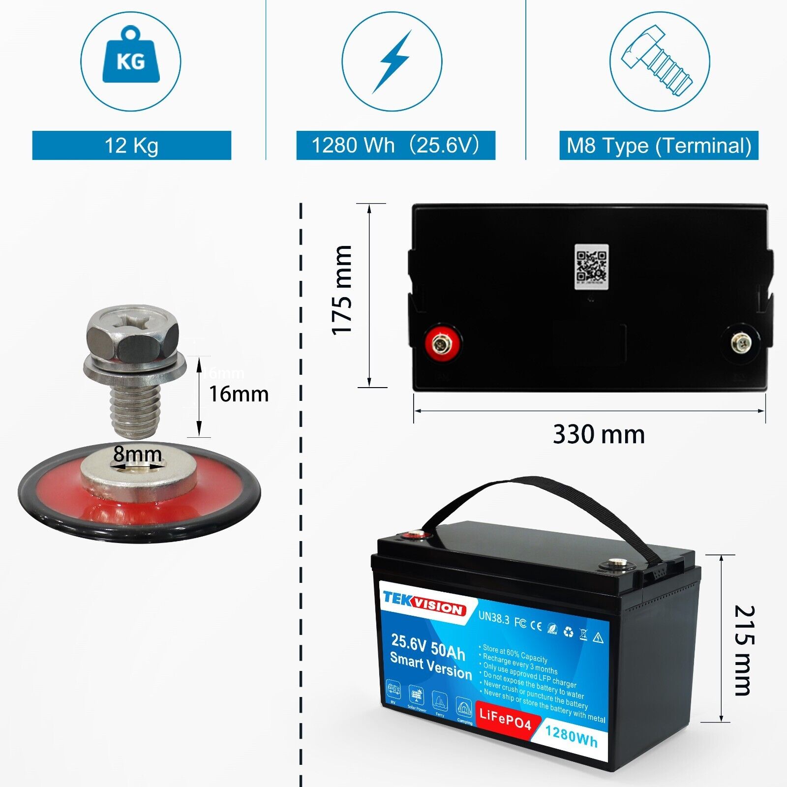 24V 50Ah Smart 0% MwSt. Lithium Batterie(0% MwSt. gem. § 12 Abs. 3 UStG*,Privatkunden in Deutschland und Österreich)