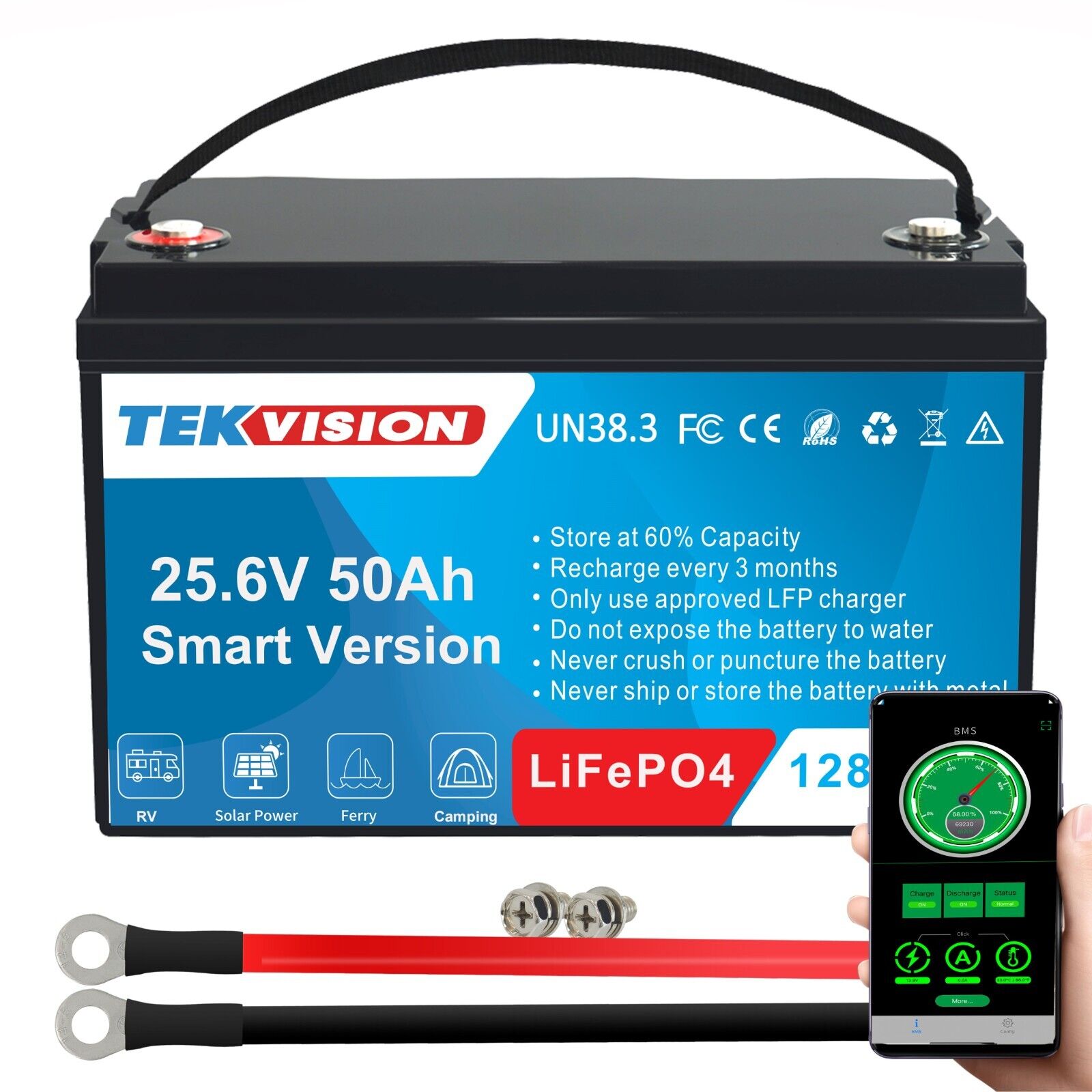 24V 50Ah Smart  Lithium Batterie 0% MwSt.(0% MwSt. gem. § 12 Abs. 3 UStG*)