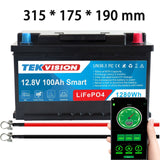 Tekvision LiFePO4 12V 100Ah H7 Lithium Batterie Bluetotoh Solarbatterie 19% MwSt .